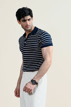 Classic Striped Knit Polo Shirt (MKP-07)