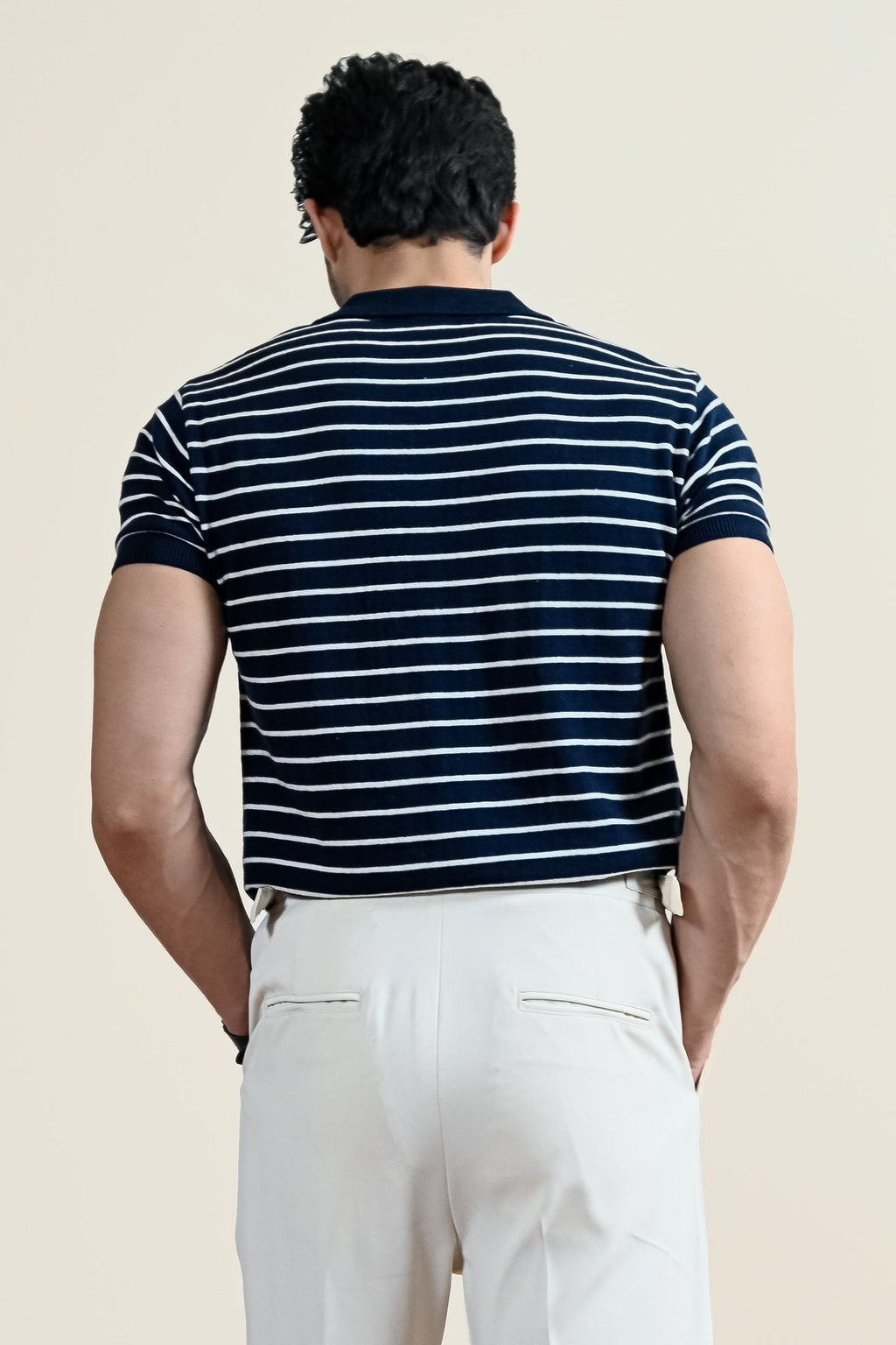 Classic Striped Knit Polo Shirt (MKP-07)