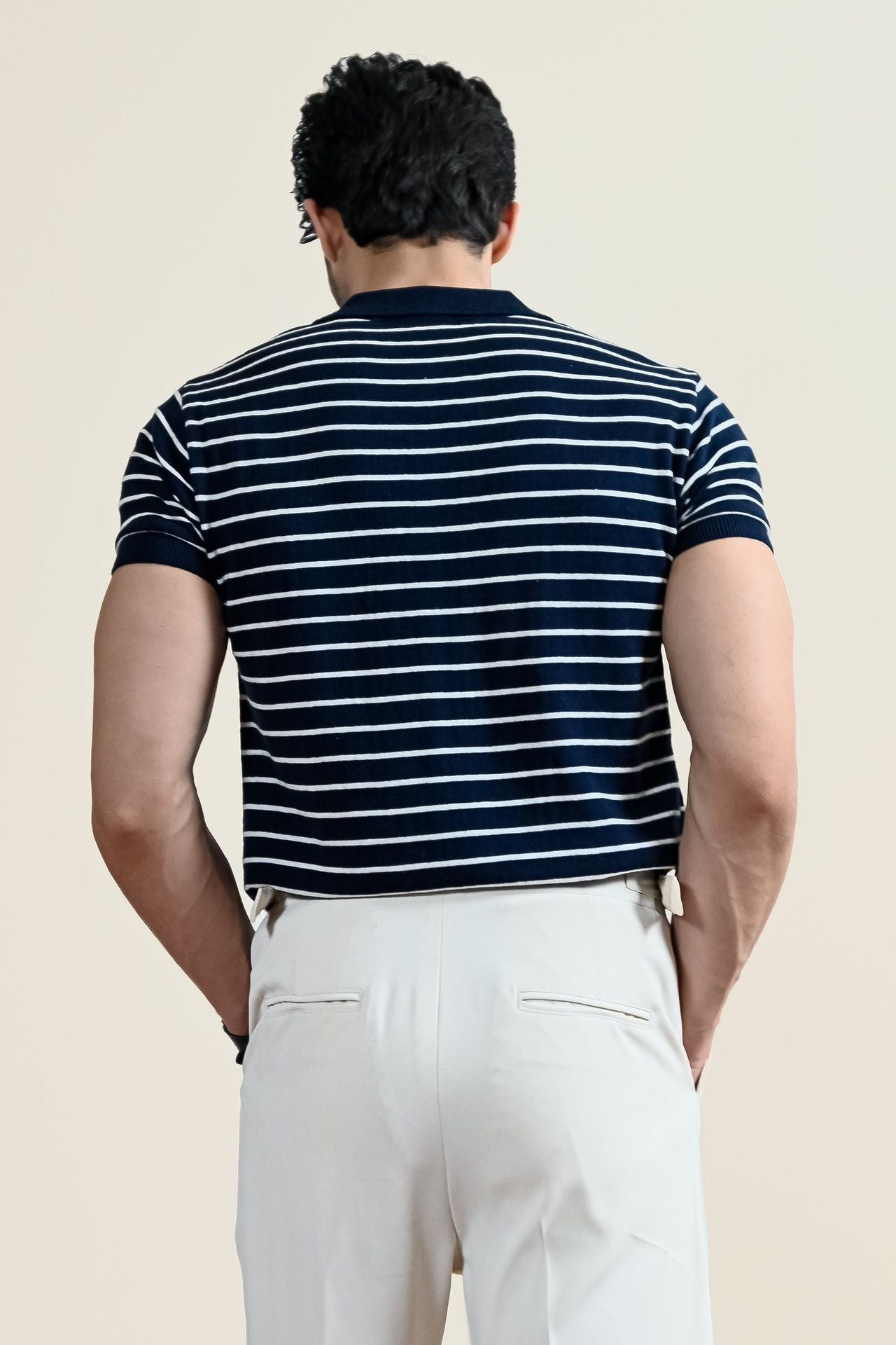 Classic Striped Knit Polo Shirt (MKP-07)