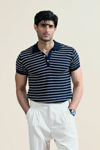 Classic Striped Knit Polo Shirt (MKP-07)