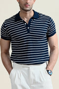 Classic Striped Knit Polo Shirt (MKP-07)