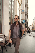 Striped Knit Polo Shirt (MKP-15)