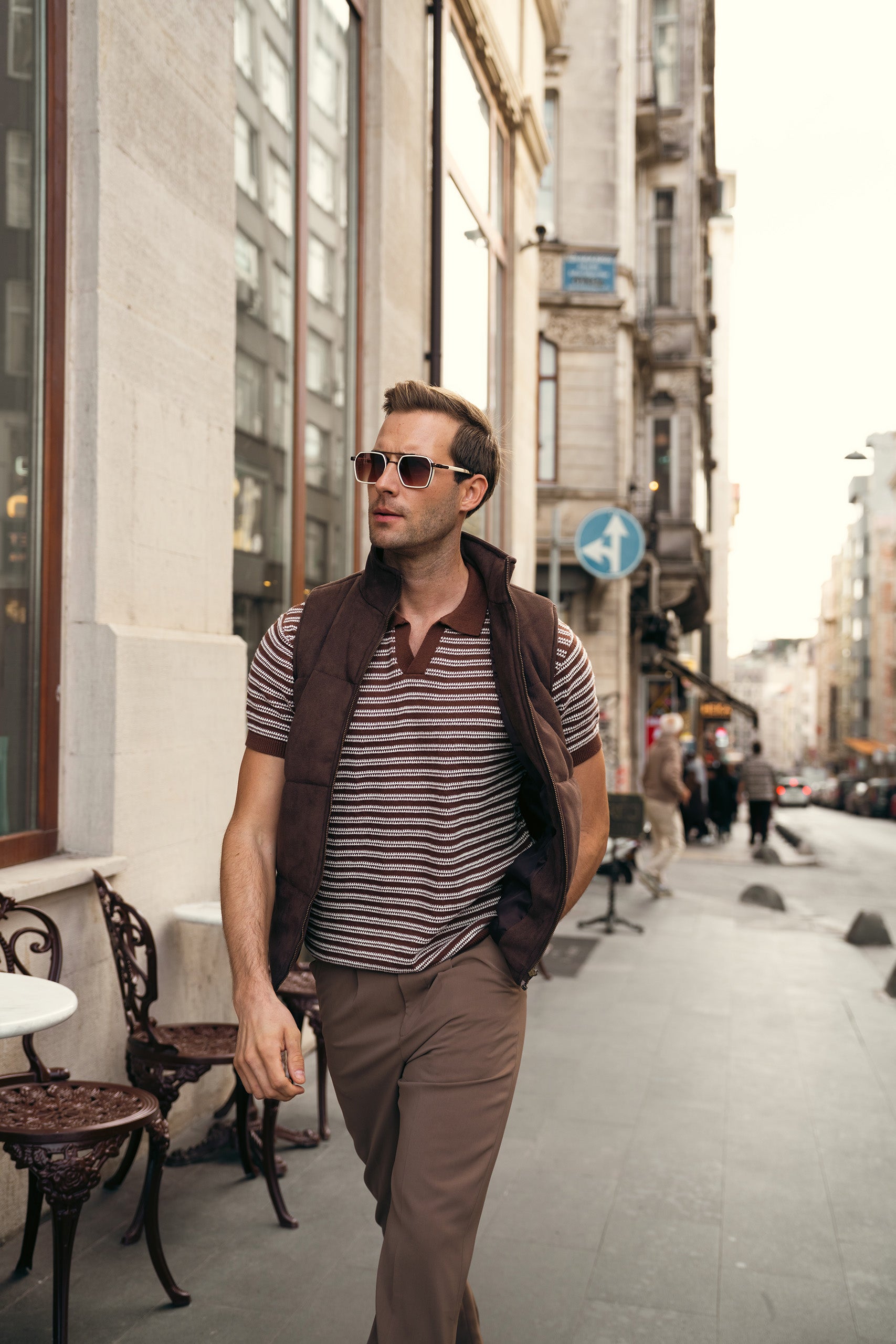 Striped Knit Polo Shirt (MKP-15)