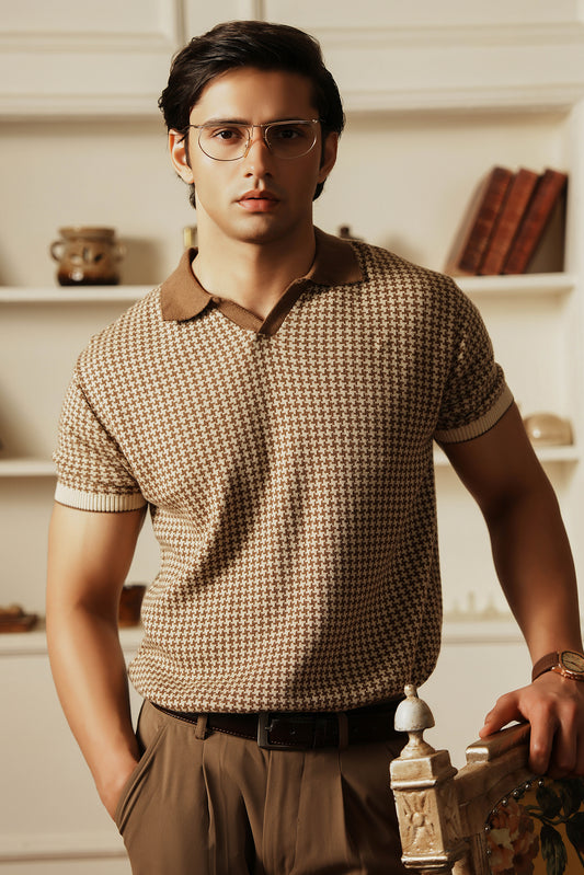 Abstract Jacquard Knit Polo Shirt (MKP-04)