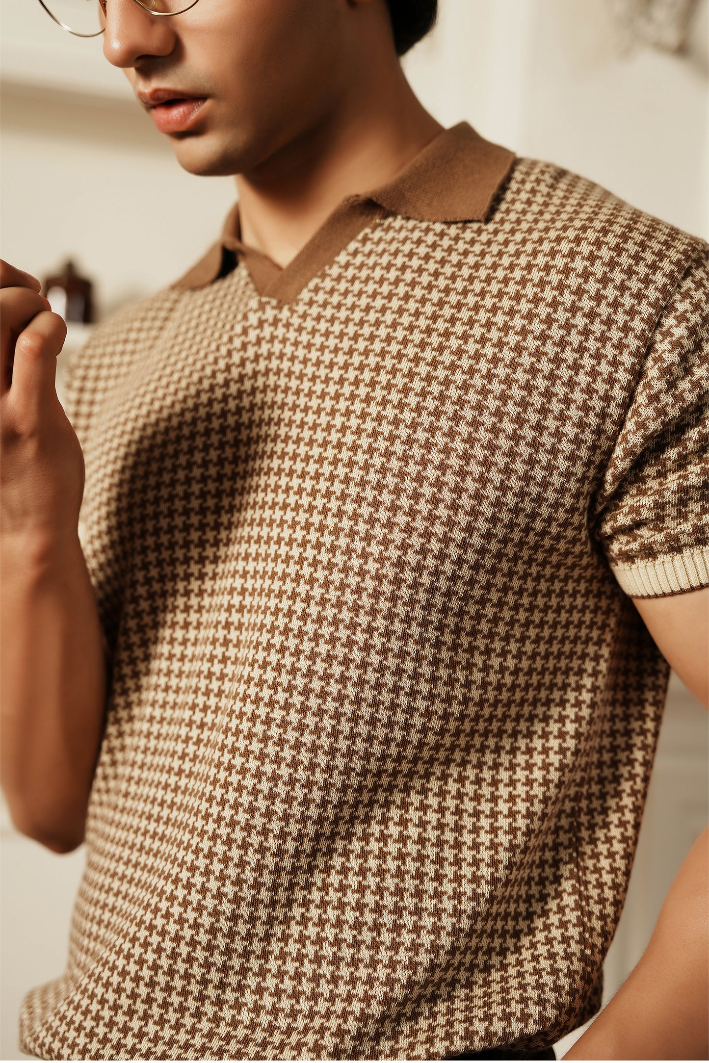 Abstract Jacquard Knit Polo Shirt (MKP-04)