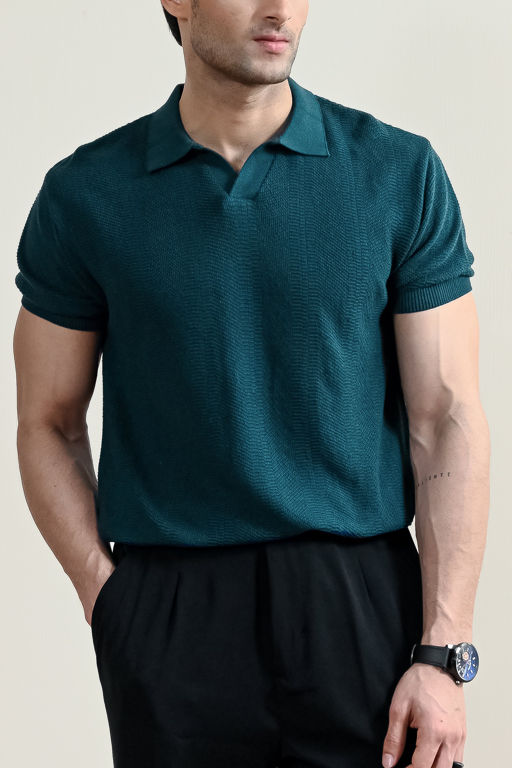 Ribbed Mulberry Knit Polo Shirt (MKP-09) – Avant Garde