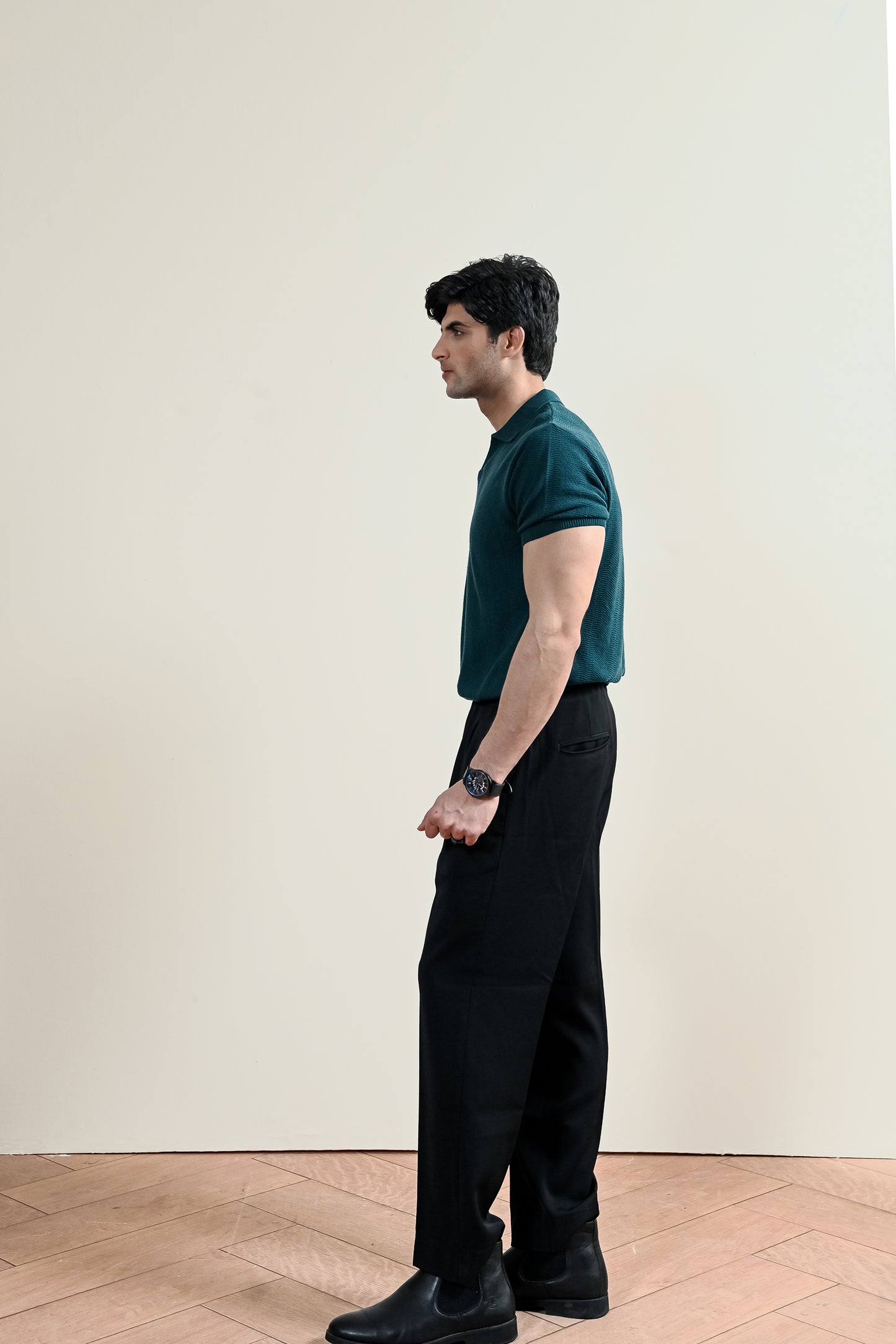 Ribbed Mulberry Knit Polo Shirt (MKP-09)