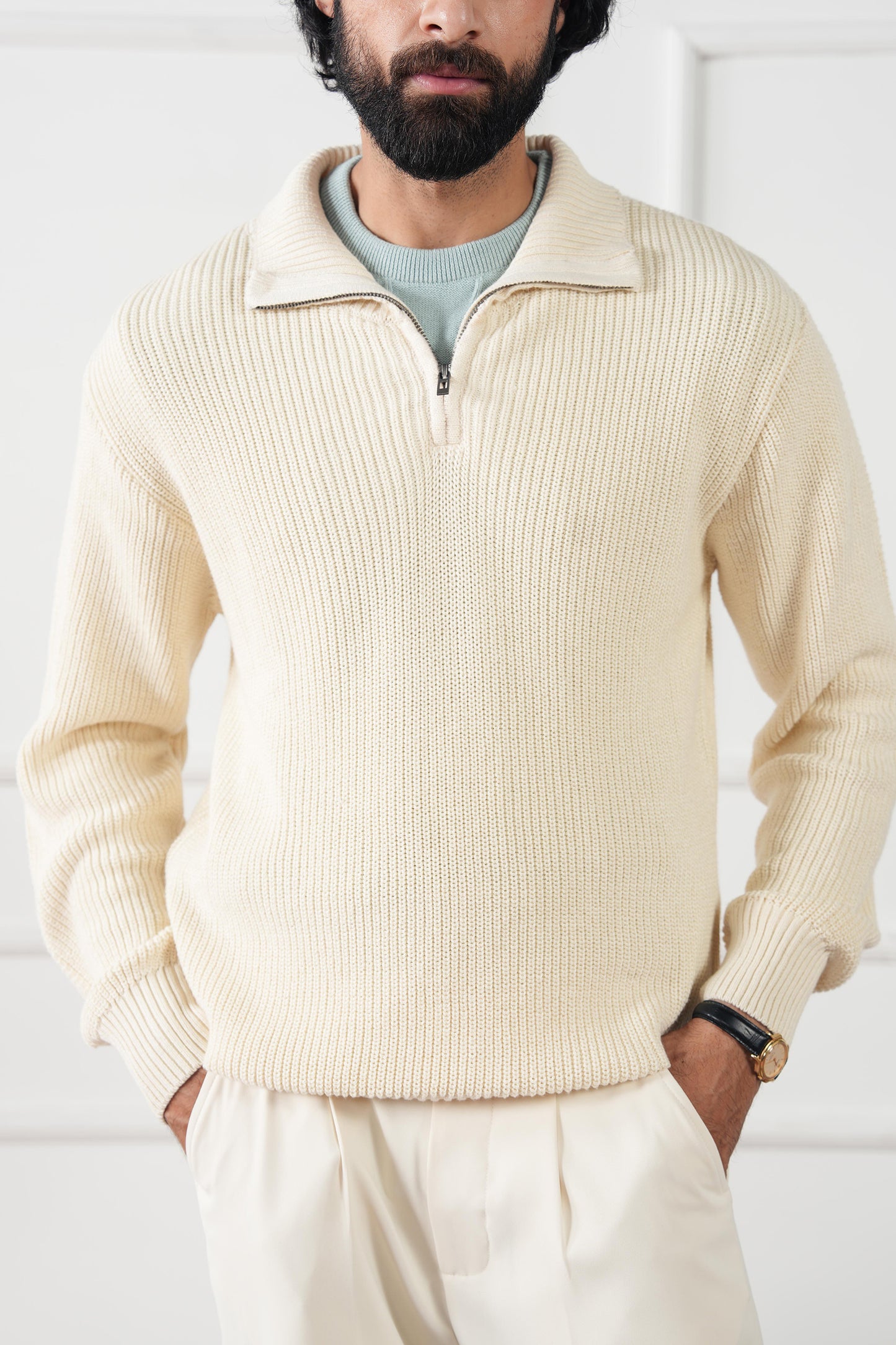 Quarter Zip Knit Sweater (MKZ-02)