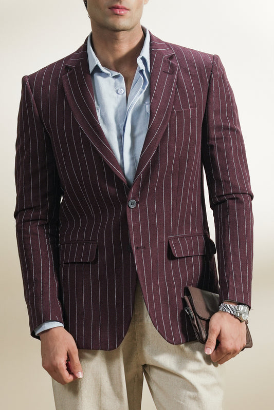 Pinstripe Linen Blazer (MLB-05)