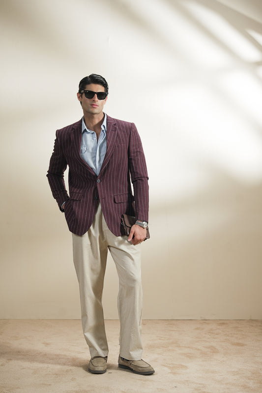 Pinstripe Linen Blazer (MLB-05)