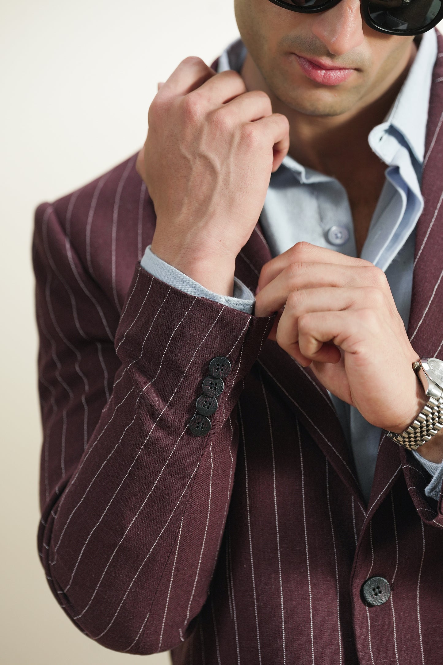 Pinstripe Linen Blazer (MLB-05)