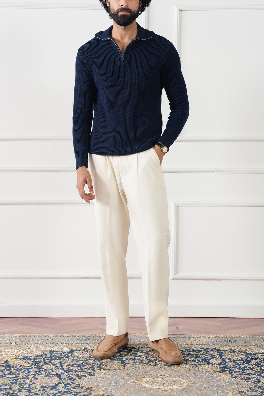 Quarter Zip Knit Sweater (MKZ-01)