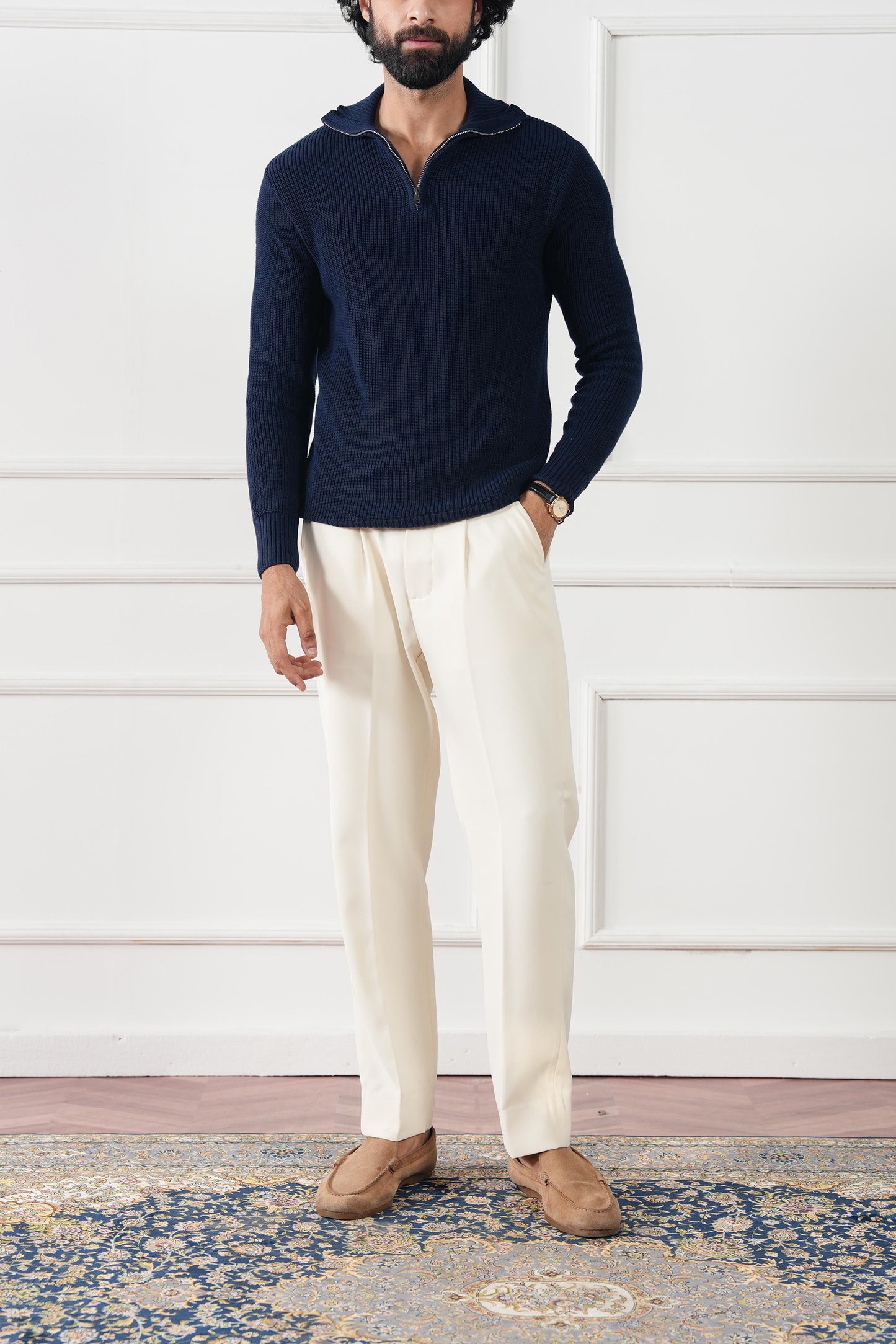 Quarter Zip Knit Sweater (MKZ-01)