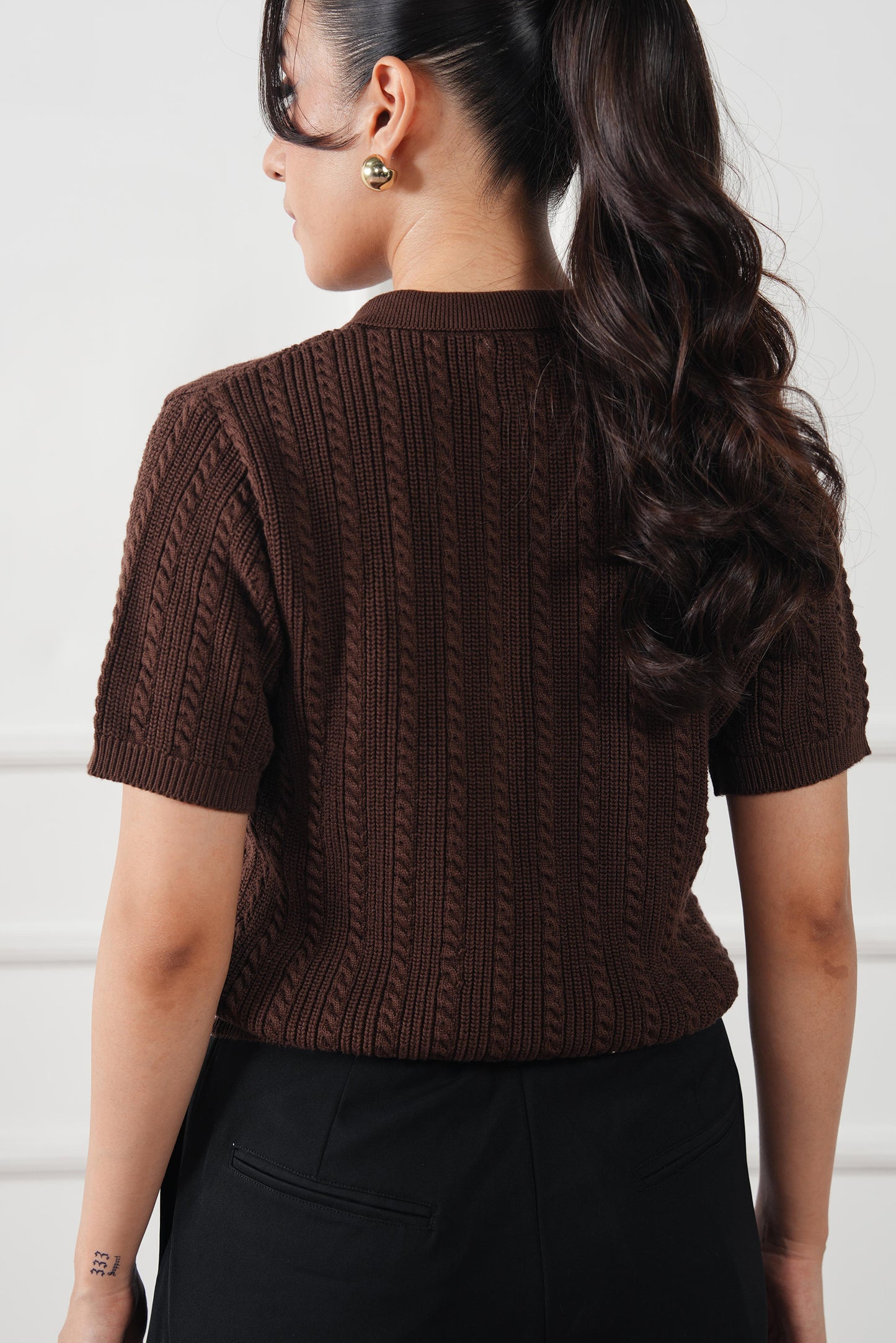 Cable Knit Polo Sweater (WKP-02)