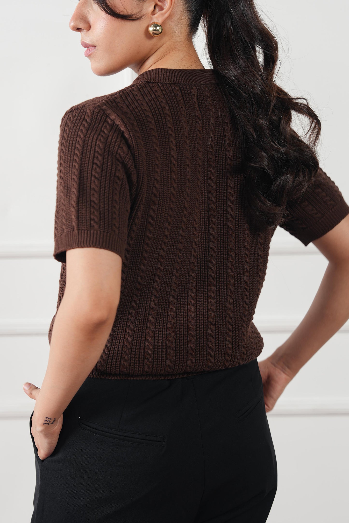 Cable Knit Polo Sweater (WKP-02)
