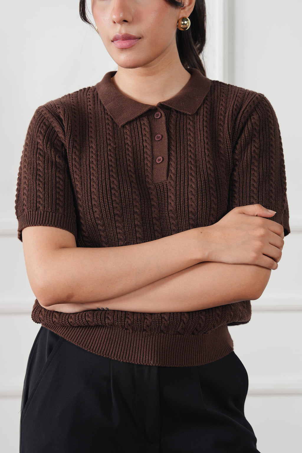 Cable Knit Polo Shirt (WKP-02)