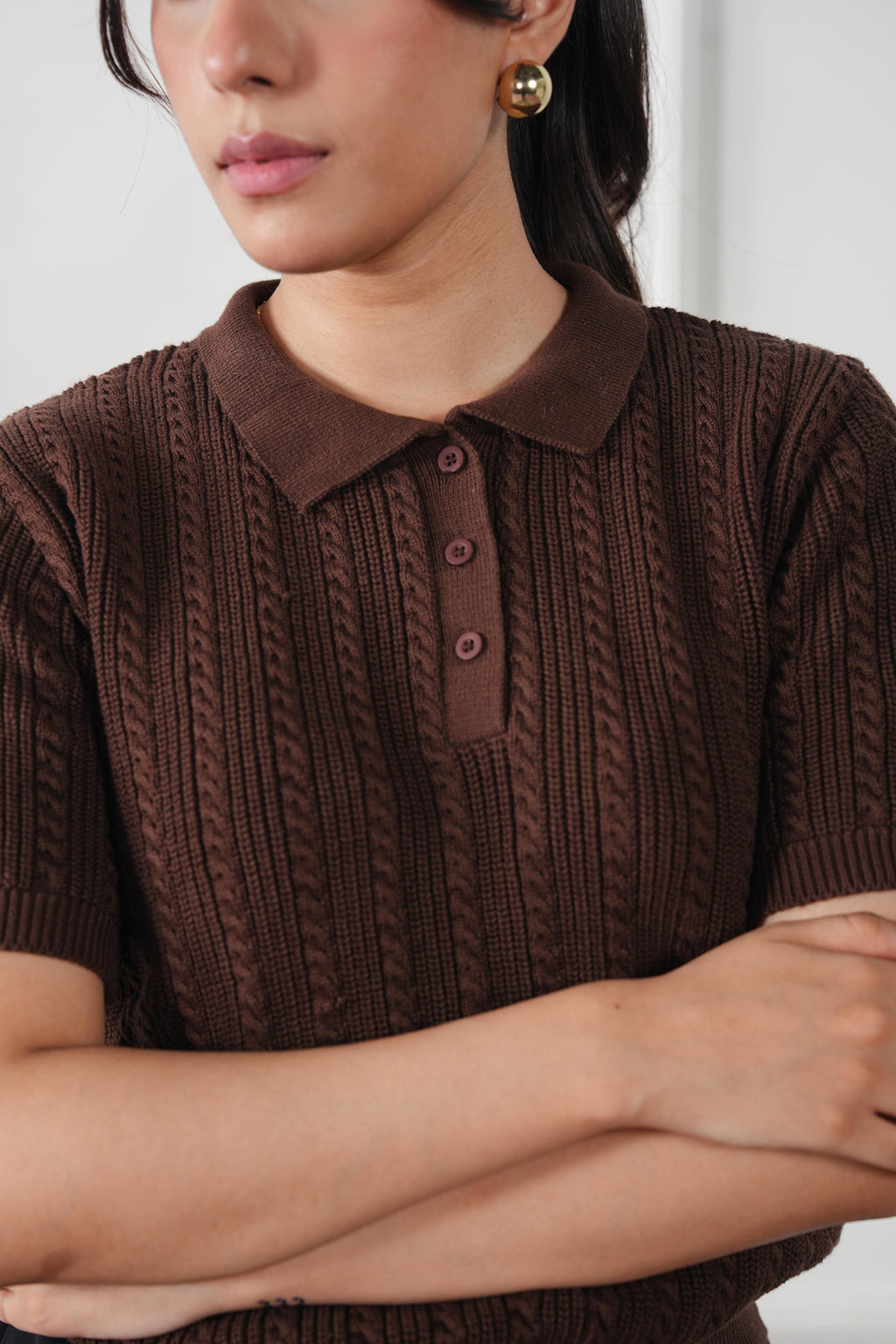 Cable Knit Polo Shirt (WKP-02)