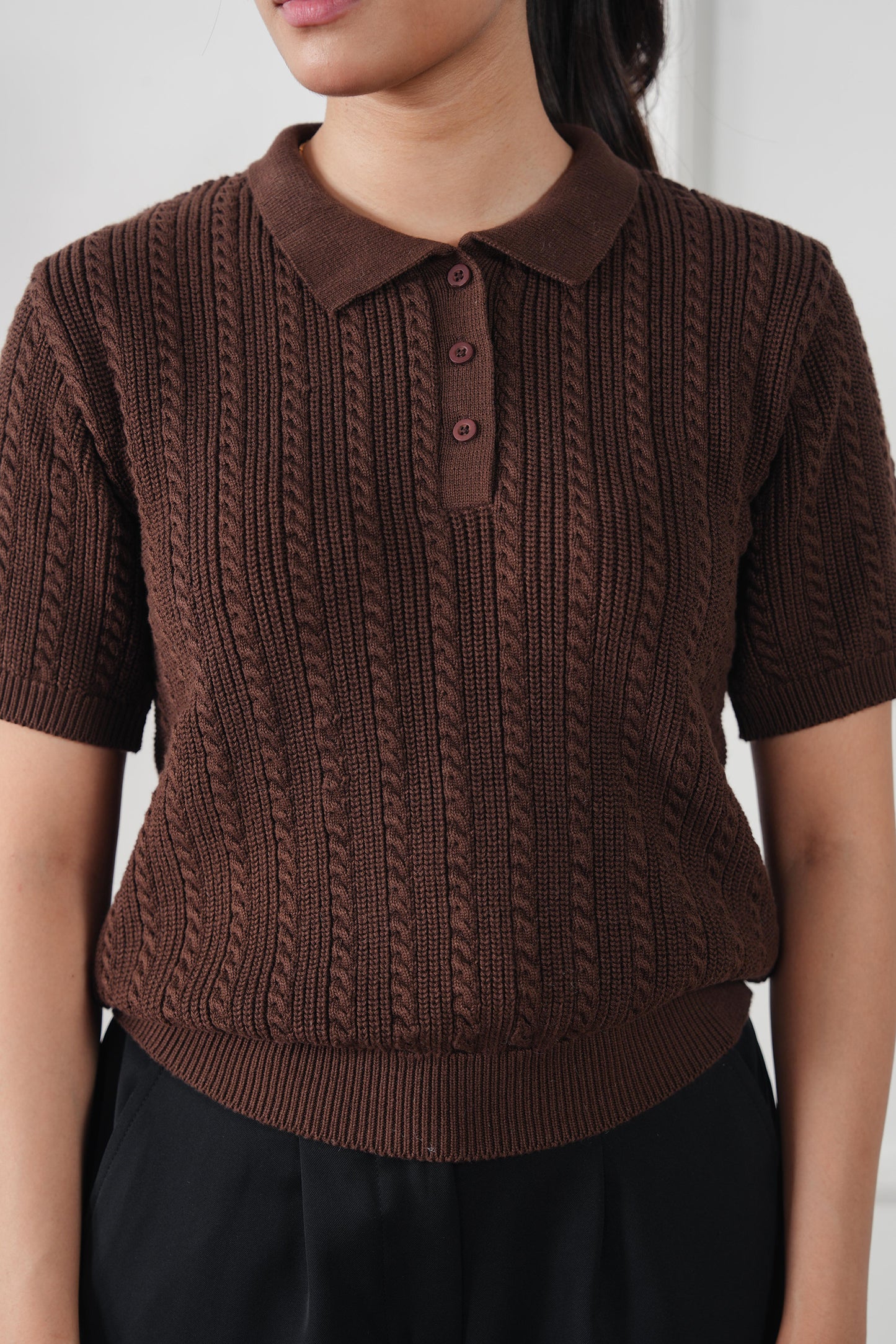 Cable Knit Polo Sweater (WKP-02)