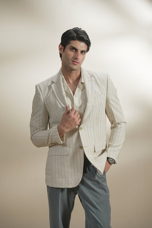 Pinstripe Linen Blazer (MLB-04)