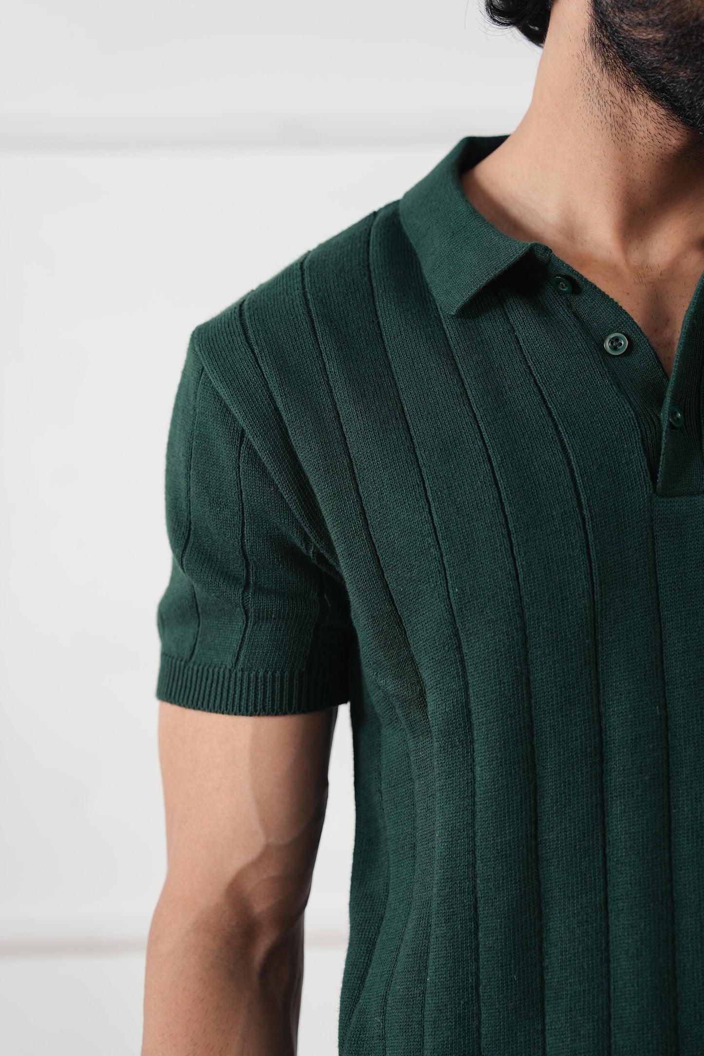 Drop Needle Knit Polo Sweater (MKP-12)