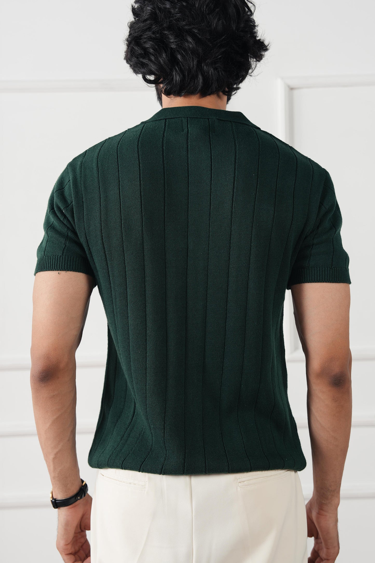Drop Needle Knit Polo Sweater (MKP-12)