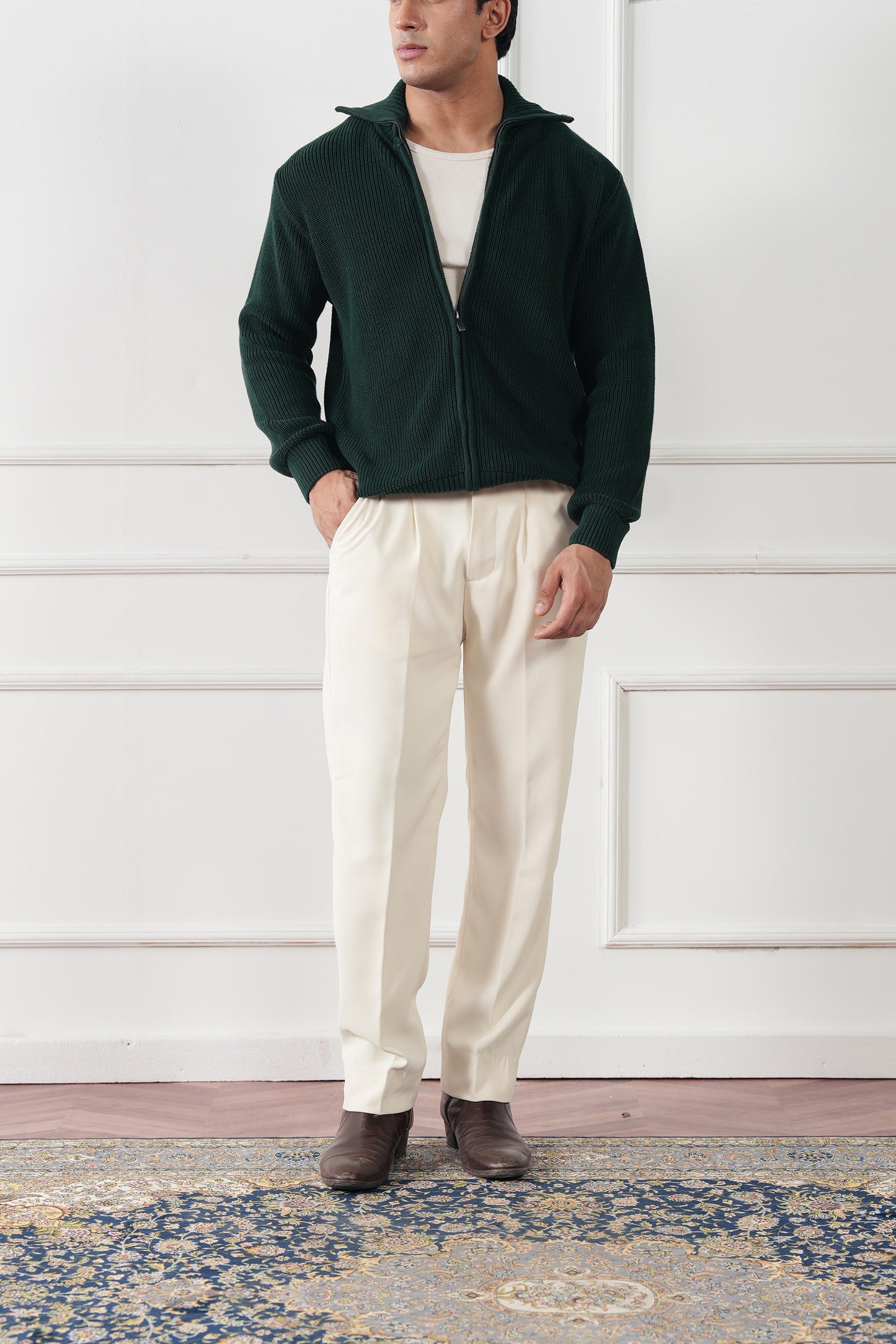Full Zip Knit Sweater (MKZ-04)