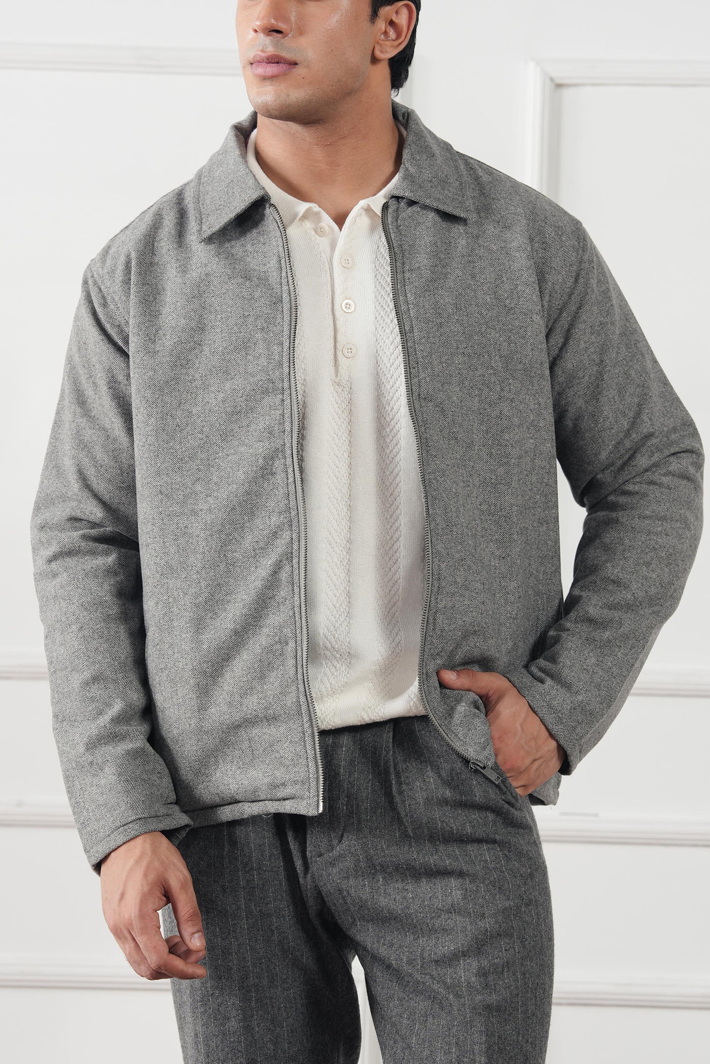 Textured Knit Polo Sweater (MKP-16)