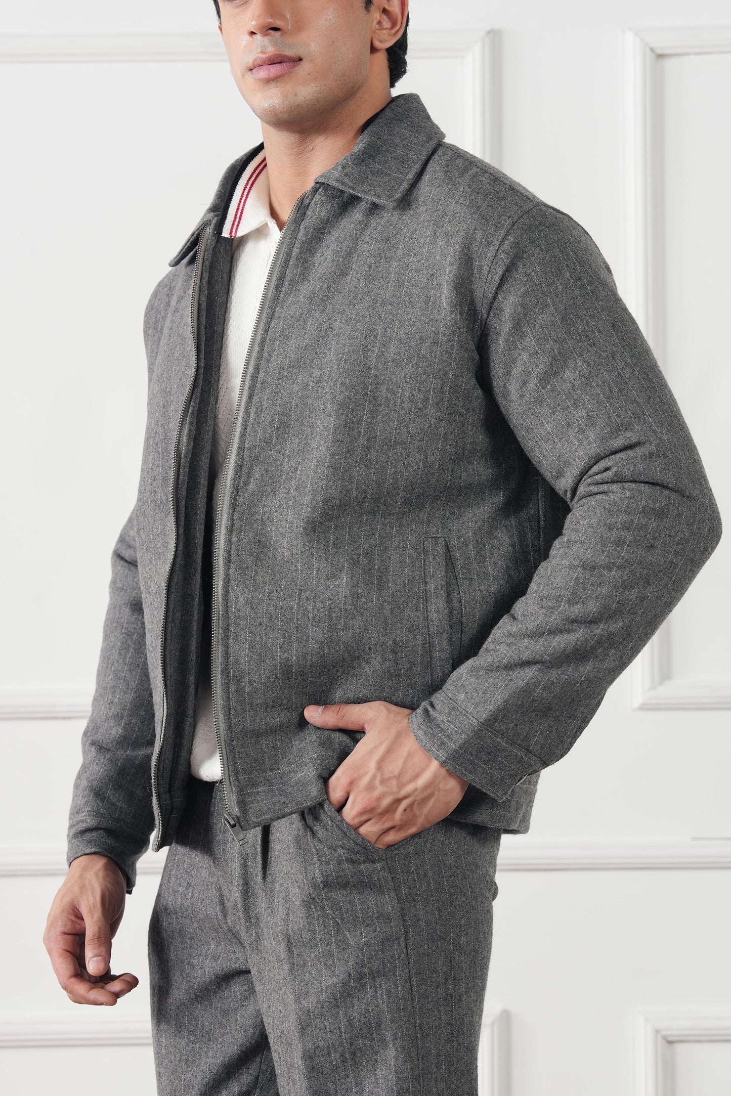 Pinstripe Wool Jacket (MWJ-08)