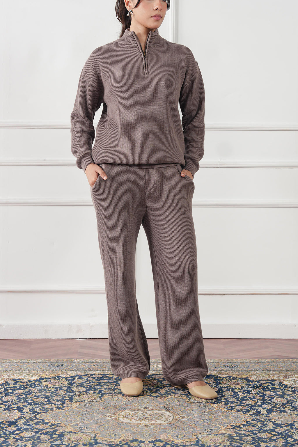 Ribbed Knit Straight Trouser (WKT-01)