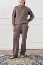 Quarter Zip Ribbed Knit Sweater (WKS-01)