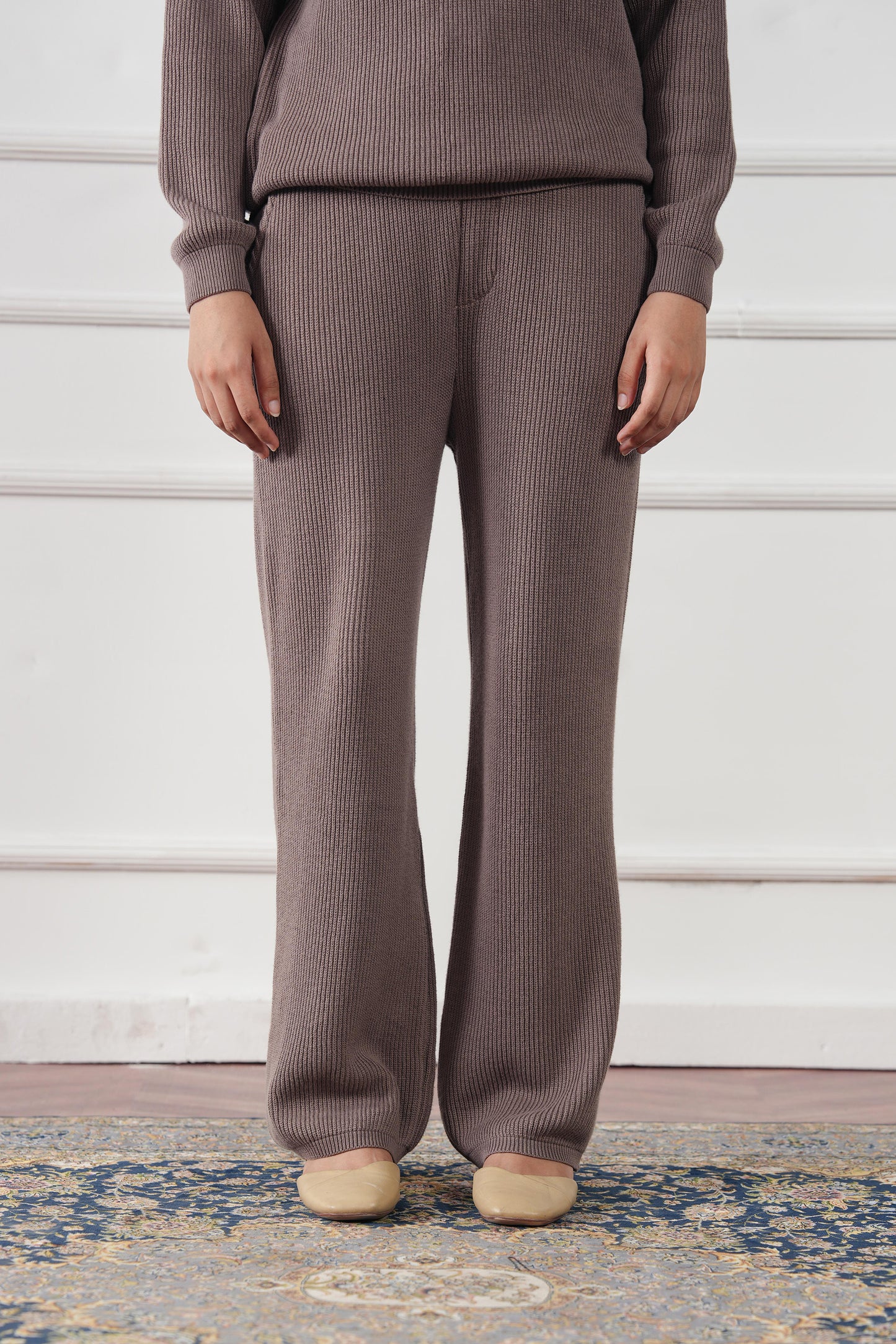Ribbed Knit Straight Trouser (WKT-01)