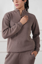 Quarter Zip Ribbed Knit Sweater (WKS-01)
