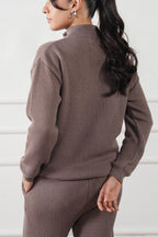 Quarter Zip Ribbed Knit Sweater (WKS-01)