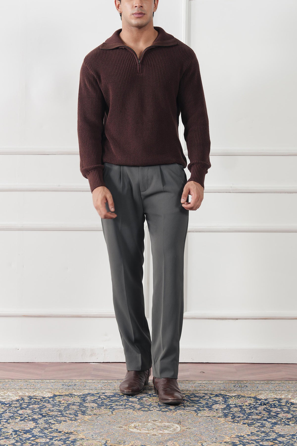 Quarter Zip Knit Sweater (MKZ-03)