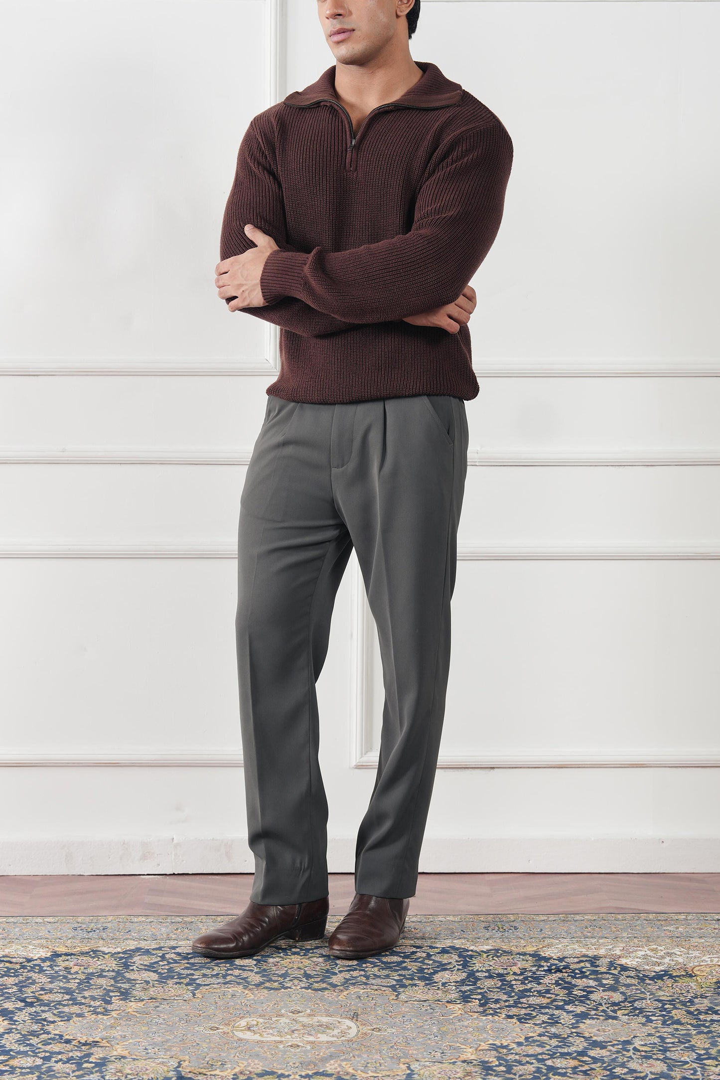 Quarter Zip Knit Sweater (MKZ-03)