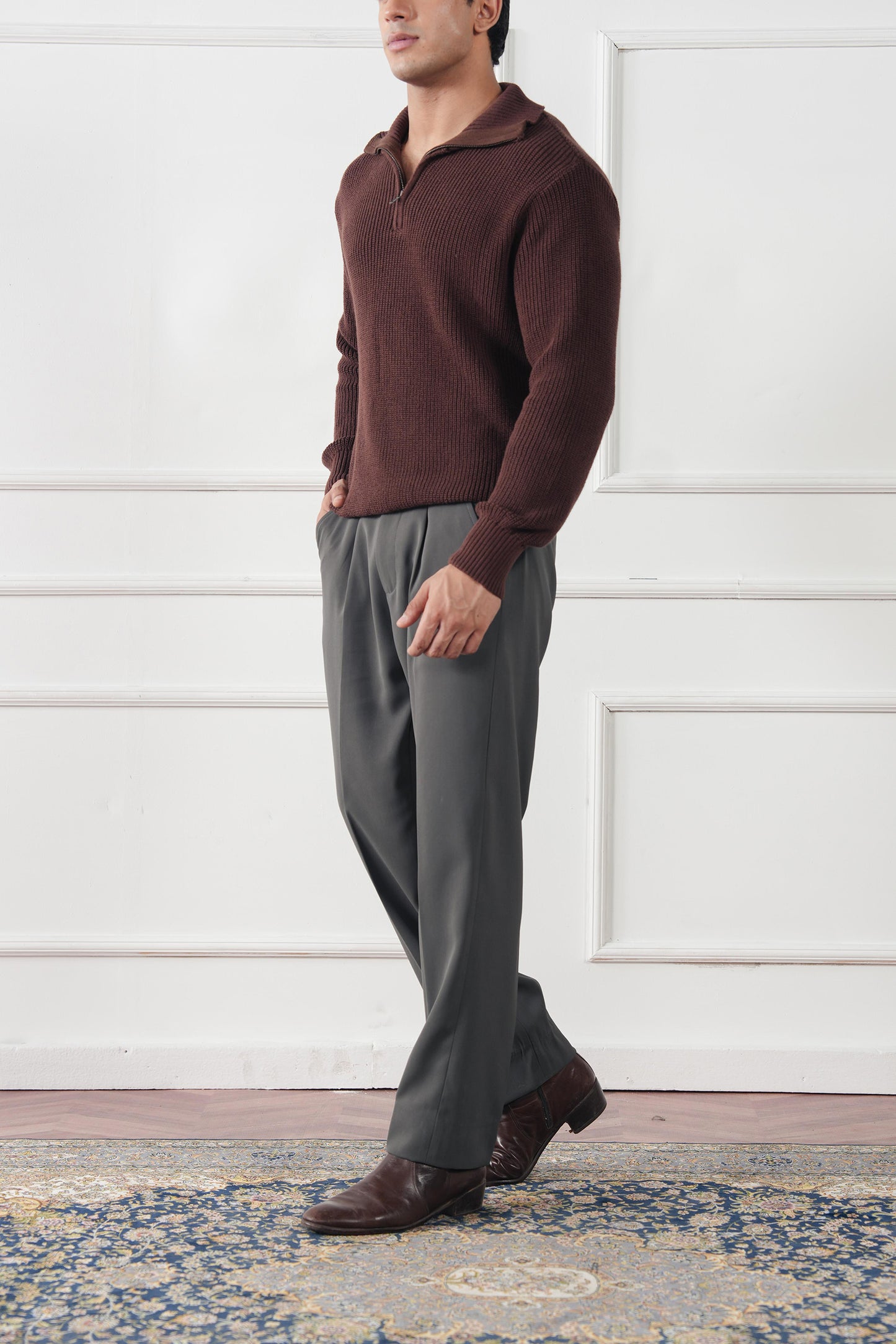 Quarter Zip Knit Sweater (MKZ-03)