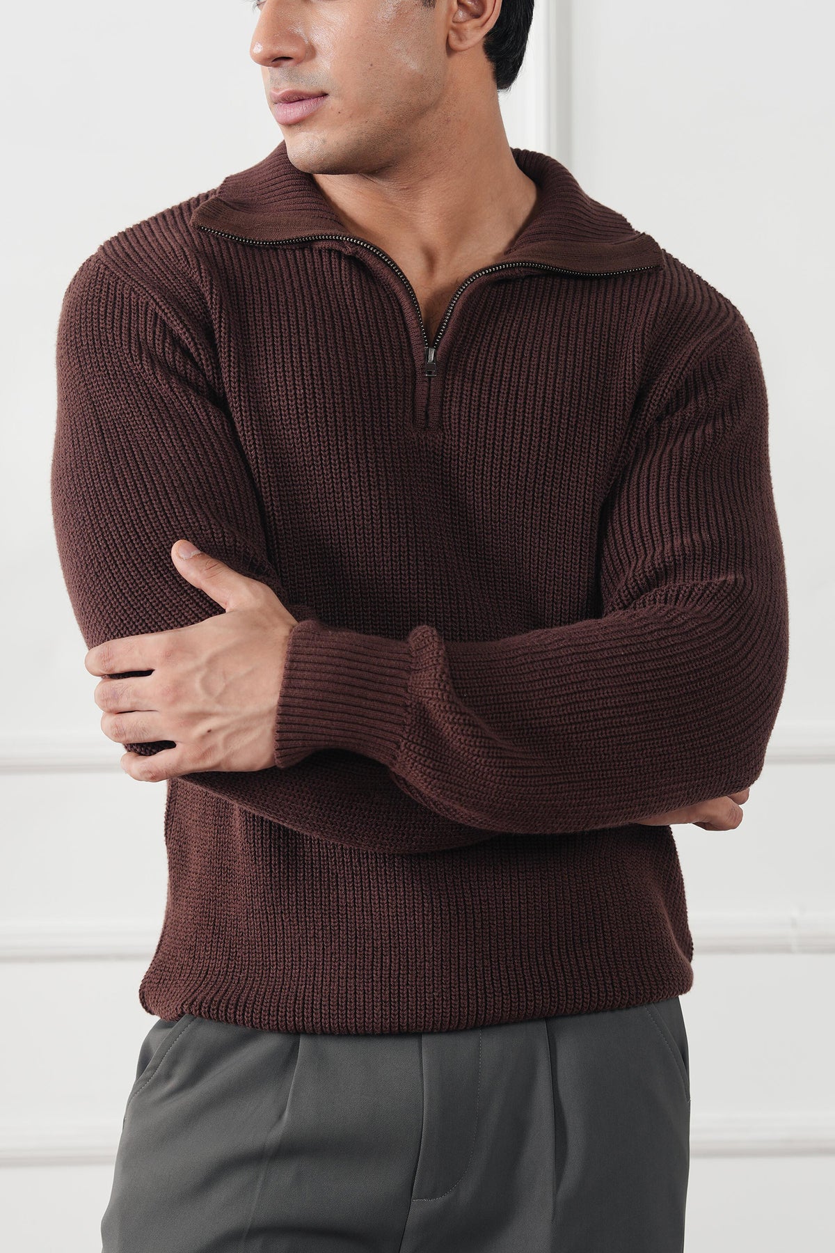 Quarter Zip Knit Sweater (MKZ-03)
