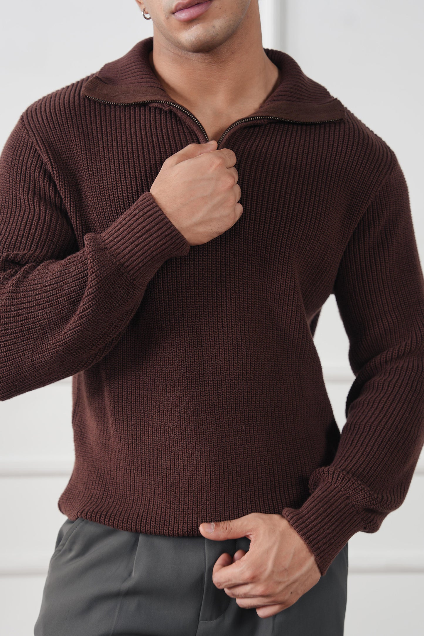 Quarter Zip Knit Sweater (MKZ-03)