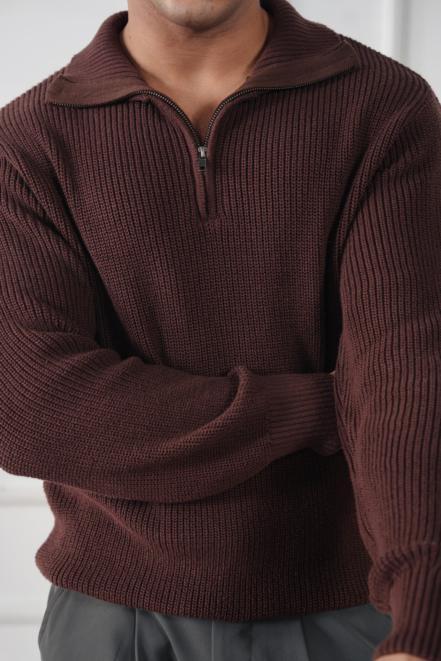 Quarter Zip Knit Sweater (MKZ-03)