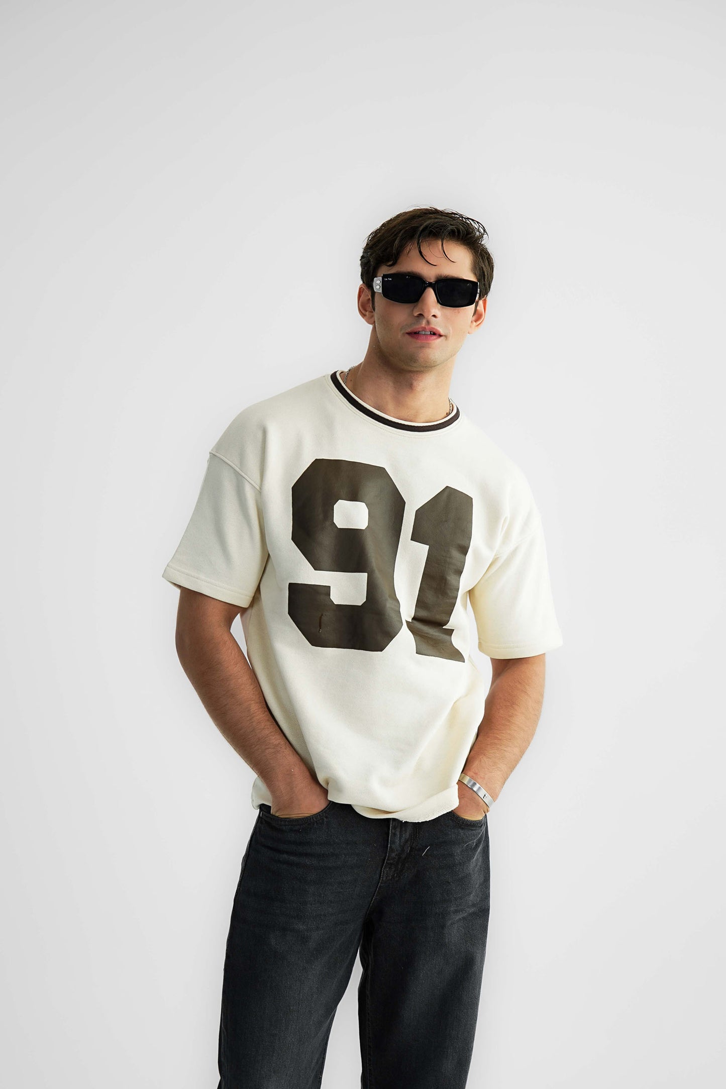 91 Cream Oversized Heavyweight Tee