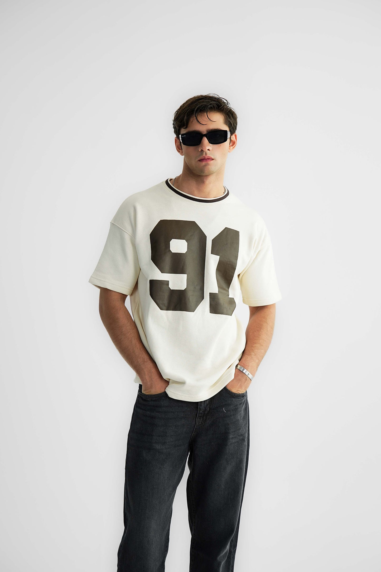 91 Cream Oversized Heavyweight Tee