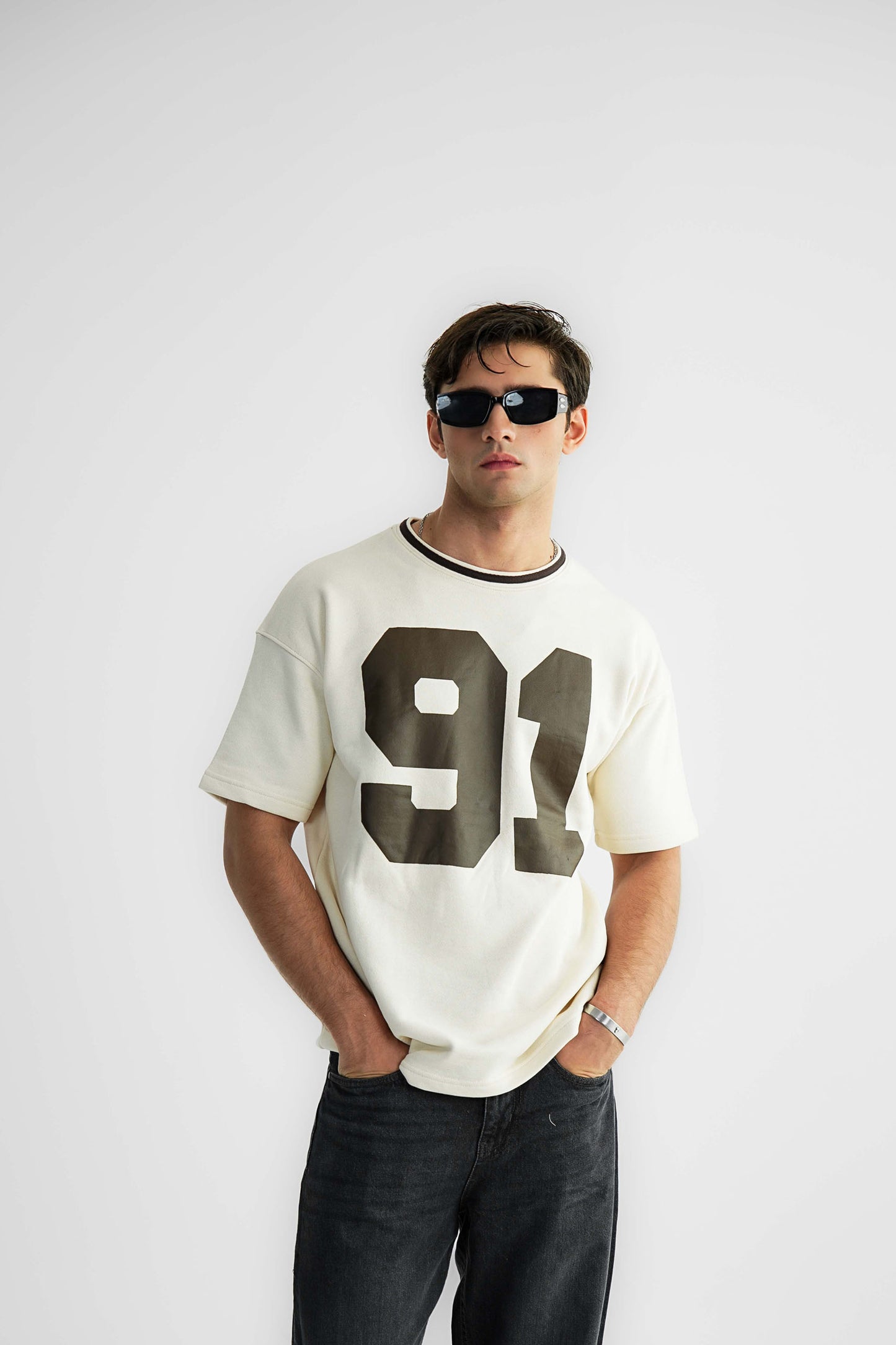 91 Cream Oversized Heavyweight Tee