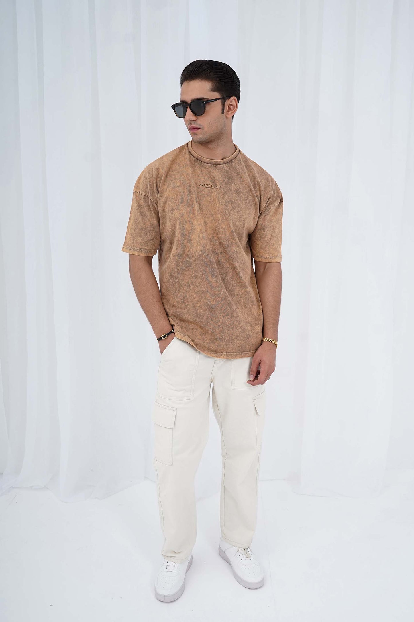 Brown Acid Wash Oversized Tee