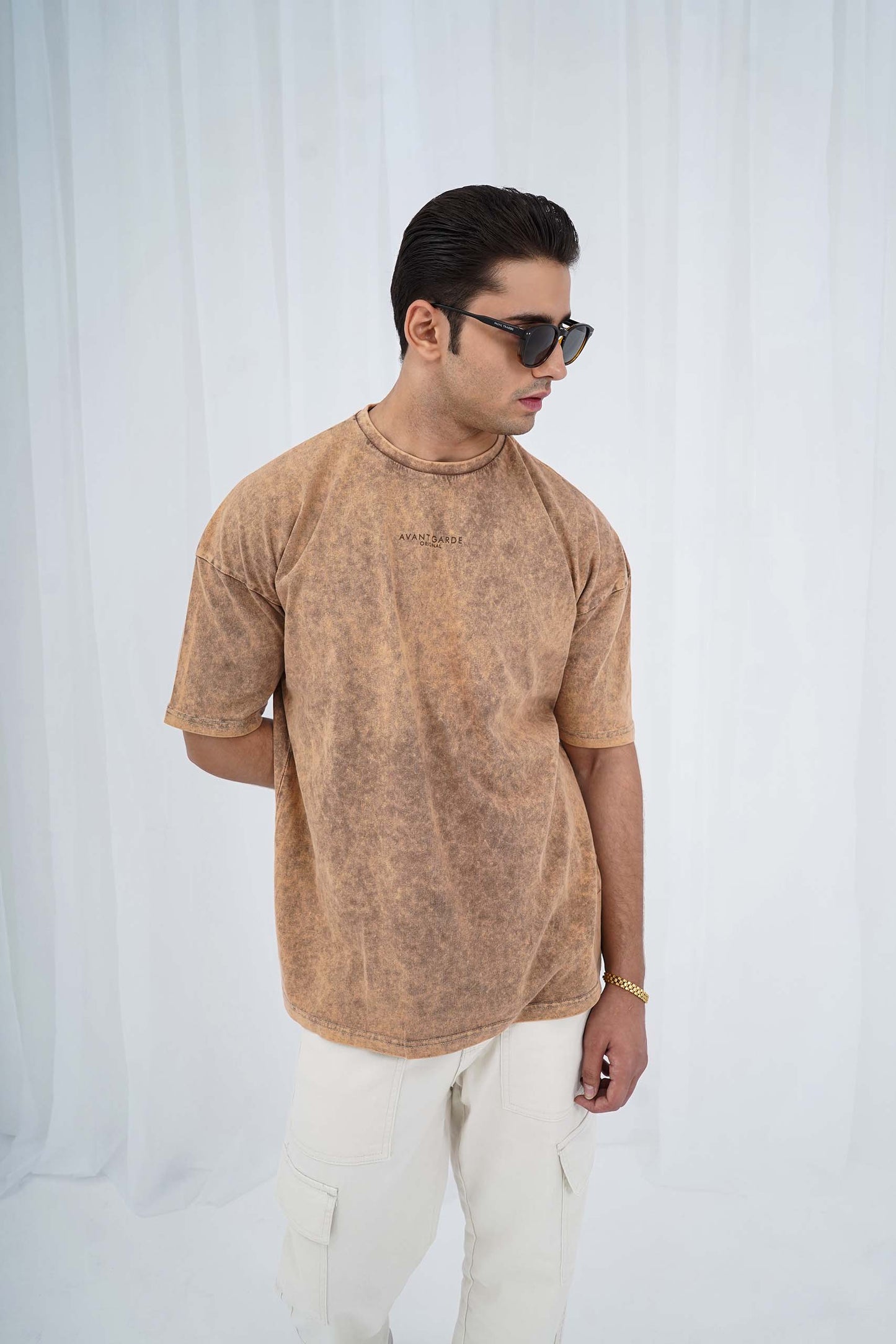 Brown Acid Wash Oversized Tee