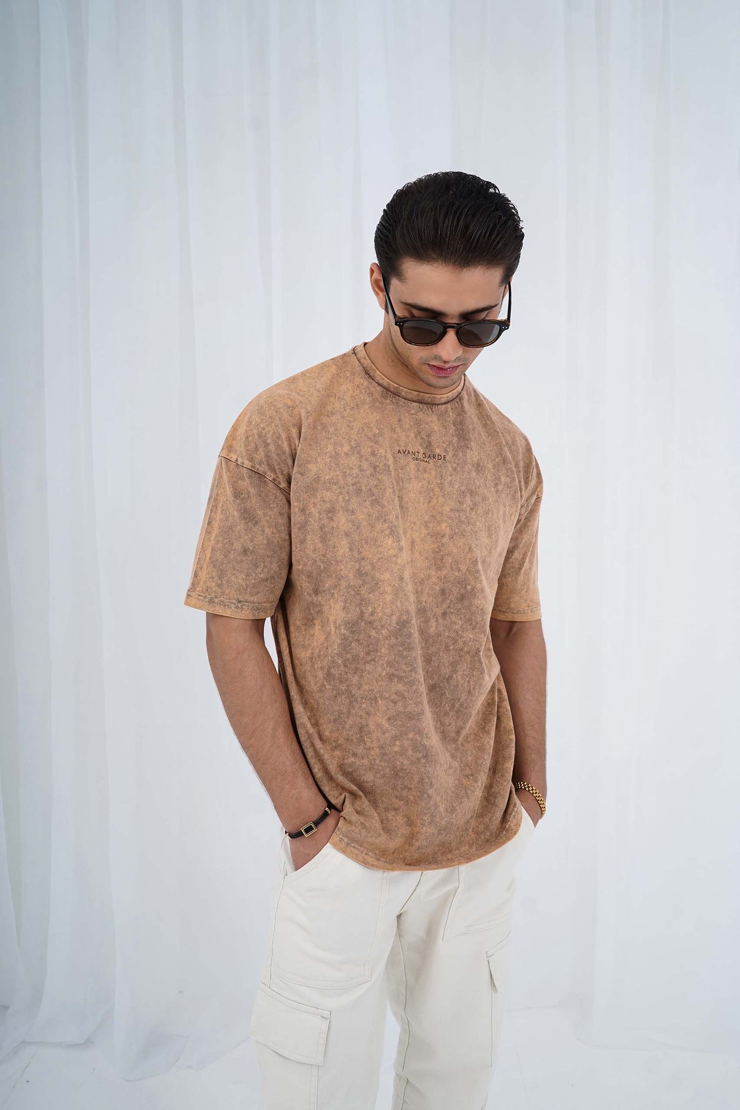 Brown Acid Wash Oversized Tee