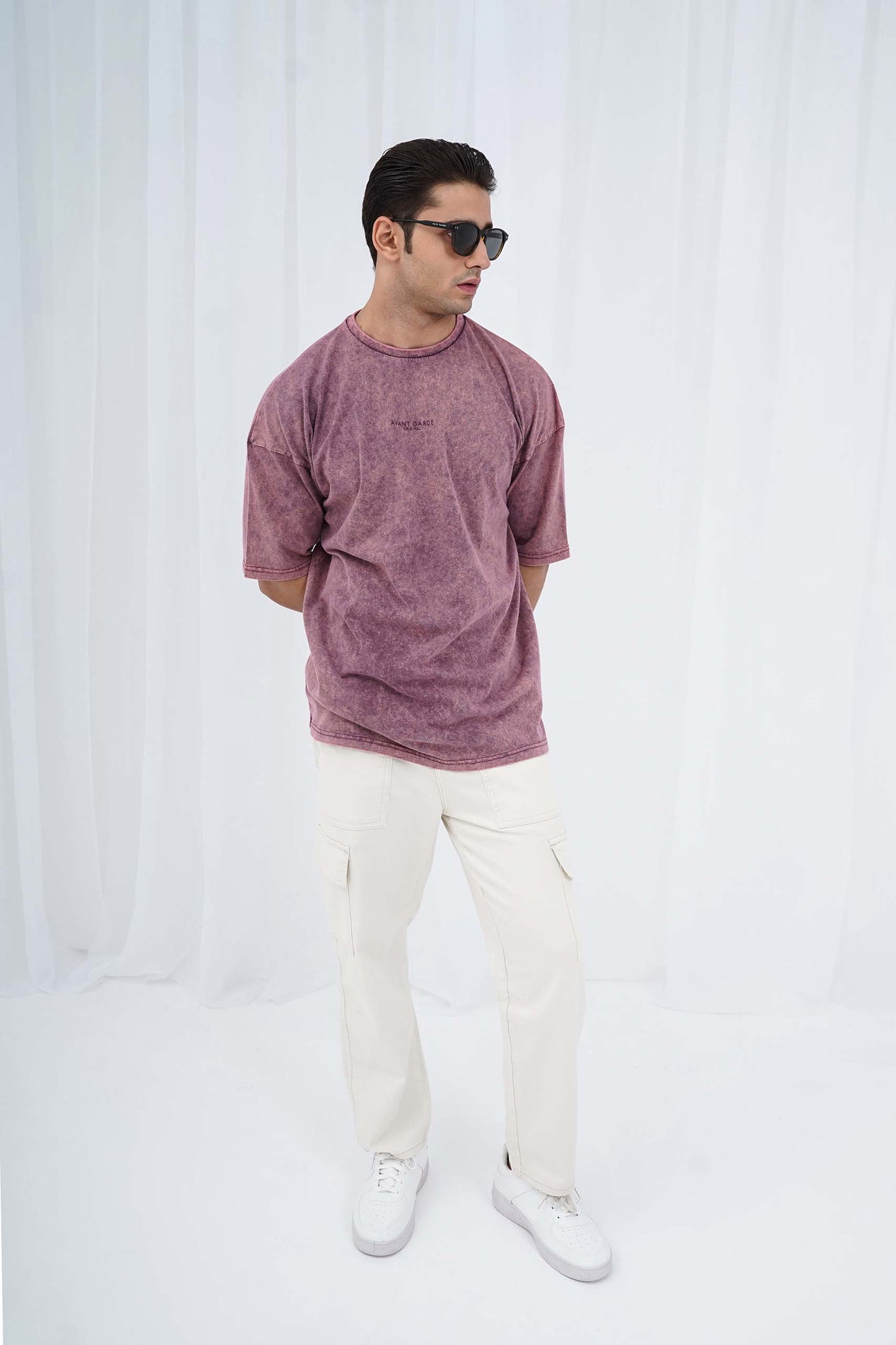 Maroon Acid Wash Oversized Tee