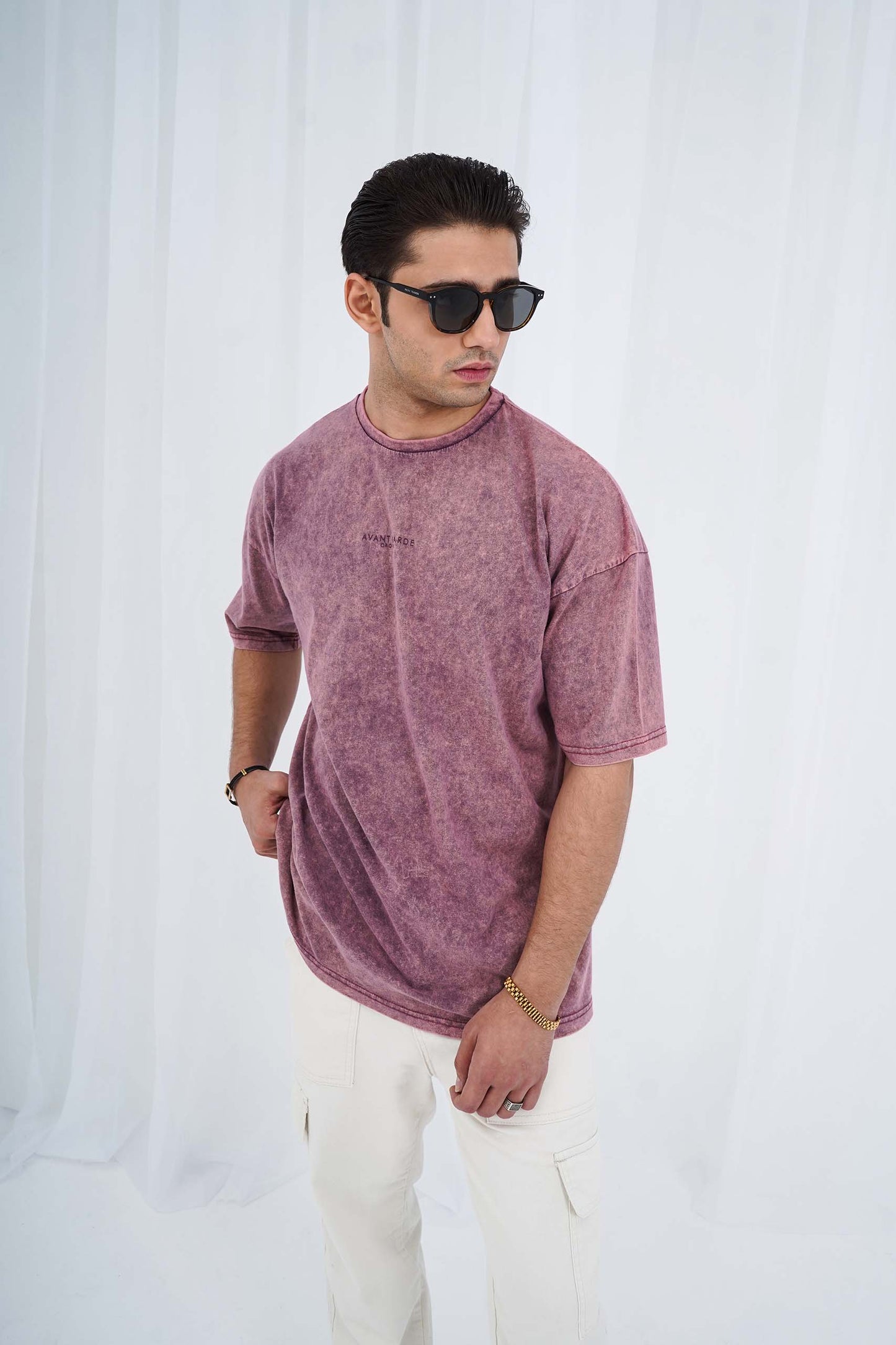 Maroon Acid Wash Oversized Tee