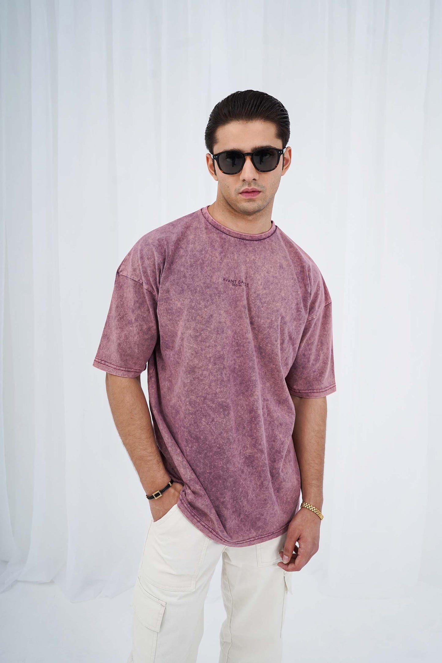 Maroon Acid Wash Oversized Tee