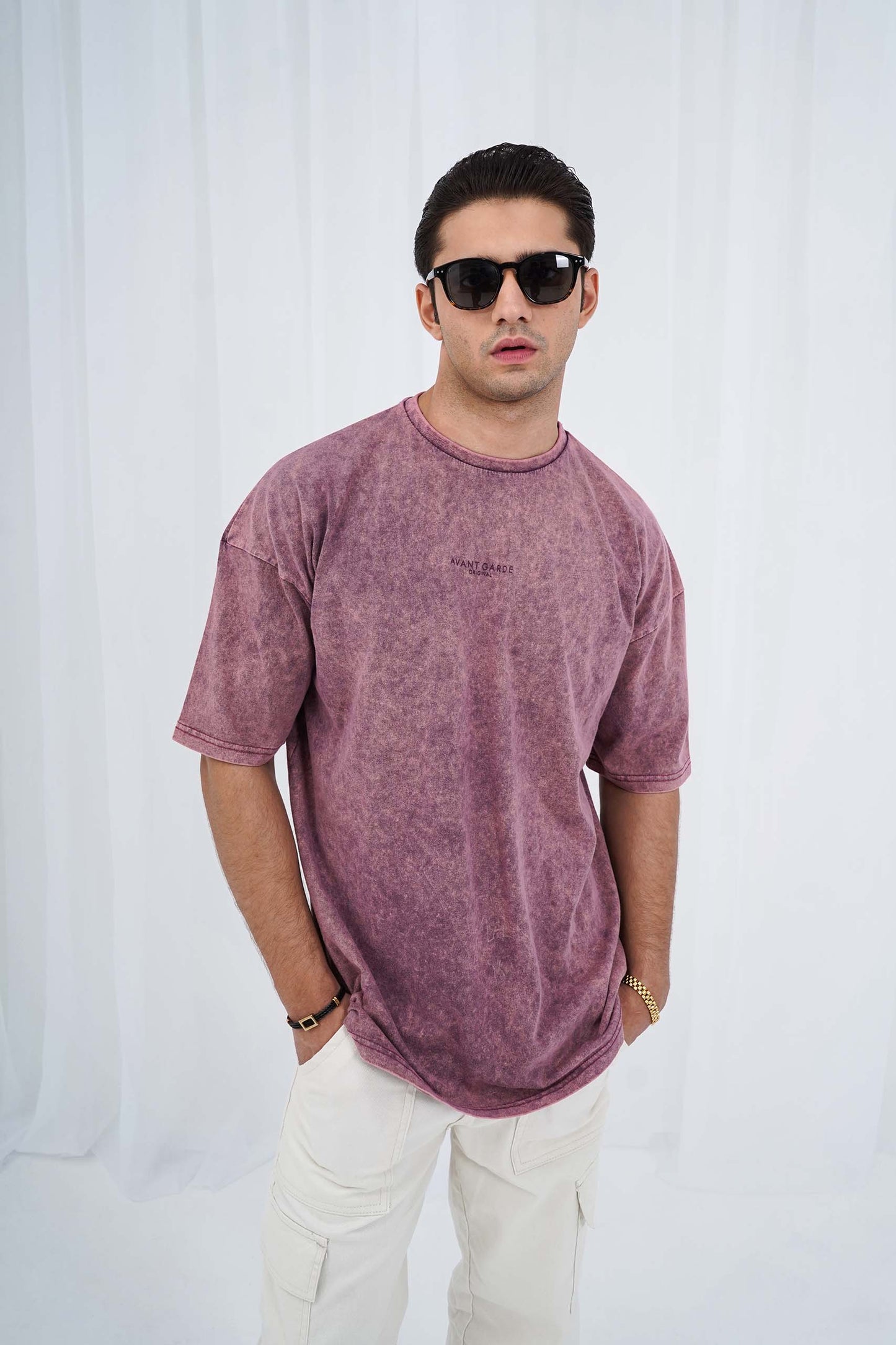 Maroon Acid Wash Oversized Tee