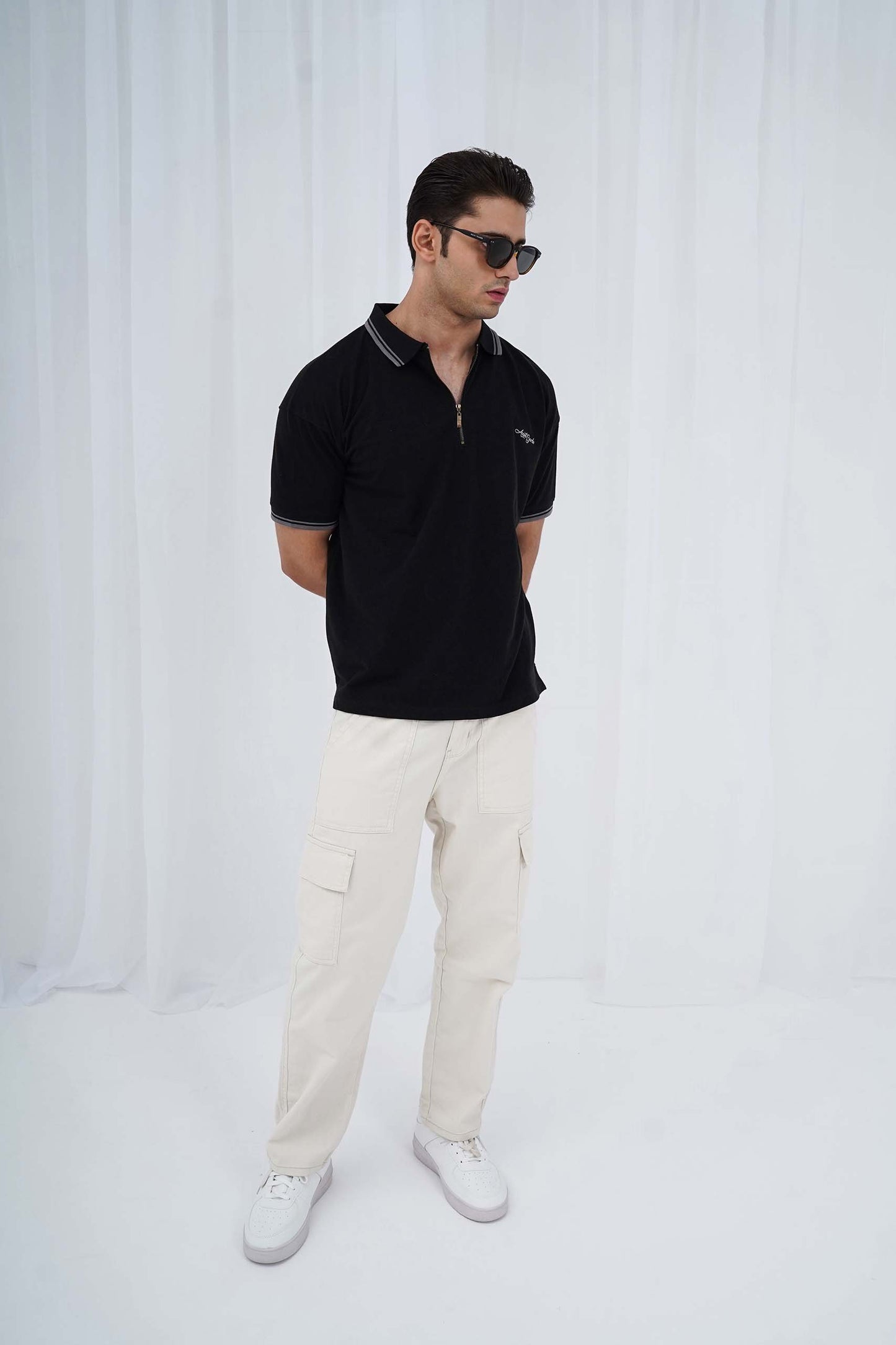 BG Zipper Oversized Polo Shirt